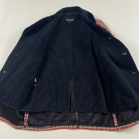 Vintage Royal Knight Faux Fur Collar Overcoat Top Coat Pea Mens Size 38 SHORT - Picture 6 of 14